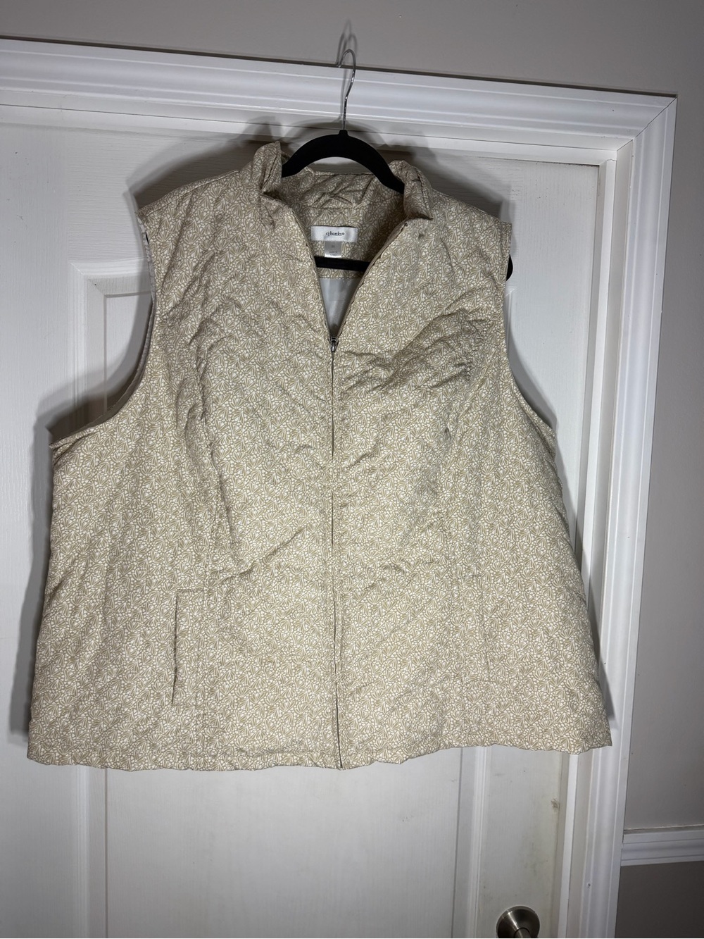 CJ Banks Cream Quilted Floral-Print Sleeveless Vest Womens 3XL